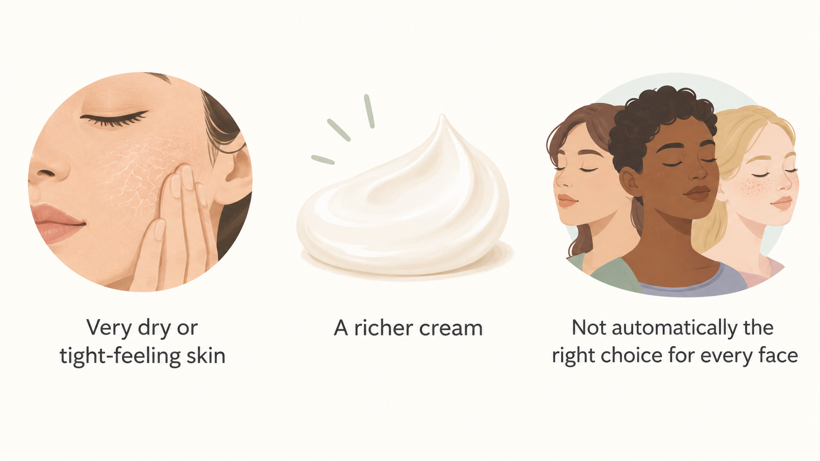 Show CeraVe Moisturising Cream as the section’s substantial, uncomplicated moisturiser example for dry areas, without implying it suits every face.