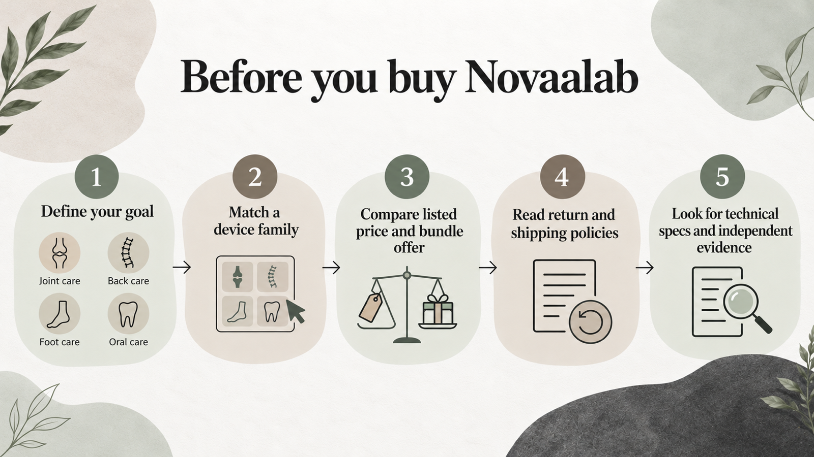 Give readers a scannable pre-purchase checklist based on what Novaalab publishes and what it leaves unstated