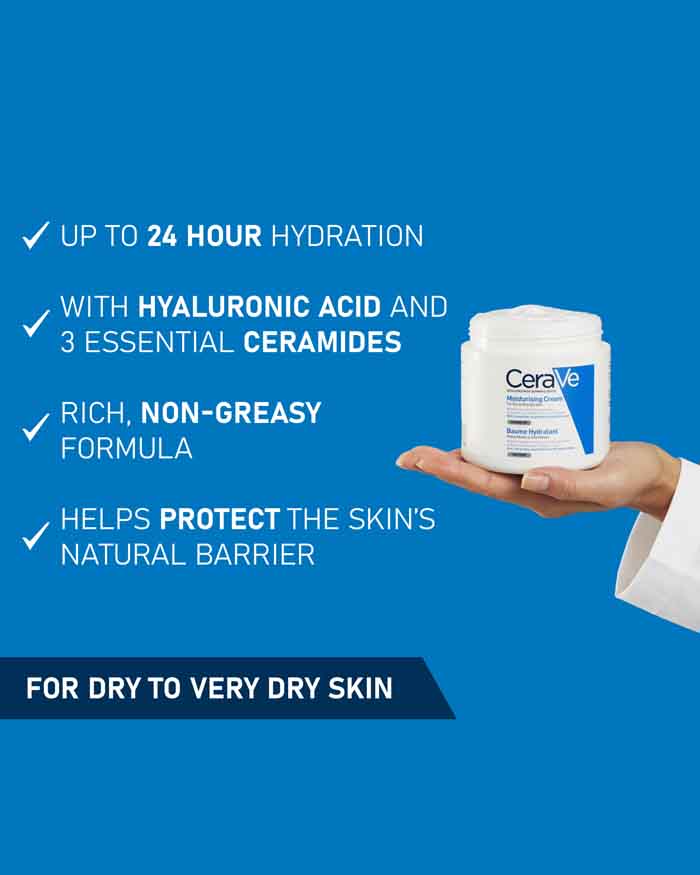CeraVe Moisturising Cream detail for a ceramide routine for dry skin