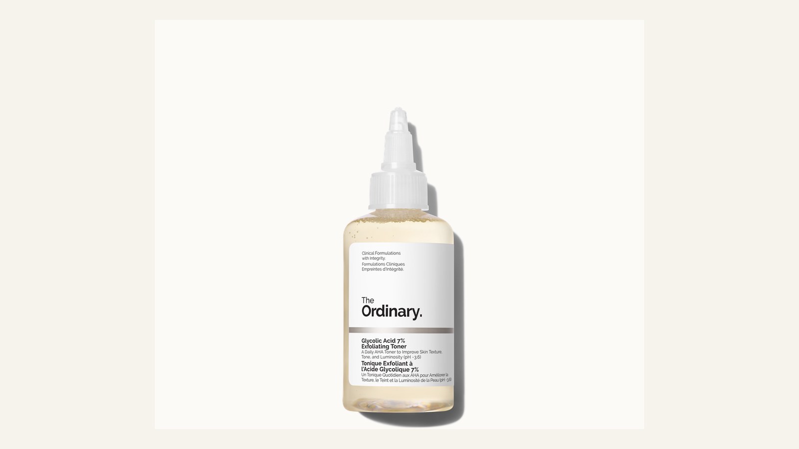 The Ordinary Glycolic Acid 7% Exfoliating Toner, an AHA product example